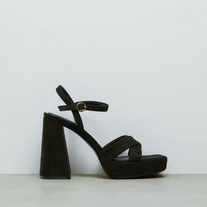 ZARA BLACK SUEDE SANDAL PLATFORM HEELS